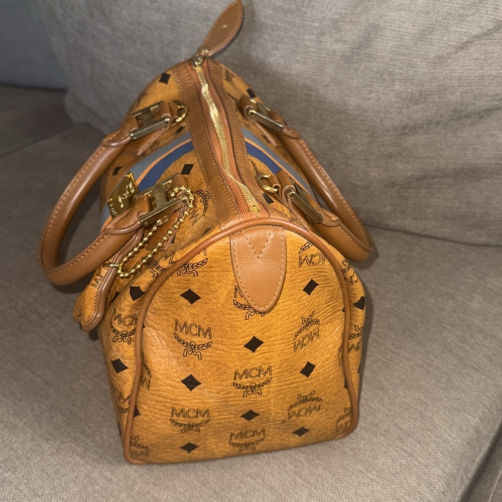 MCM Cognac Boston Bag with Dog Bone Charms - Picture 5 of 11
